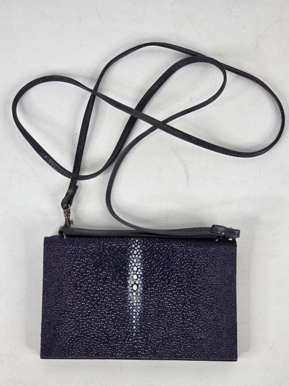 Hester Van Eeghen Stingray Leather Crossbody Bag in Dark Navy